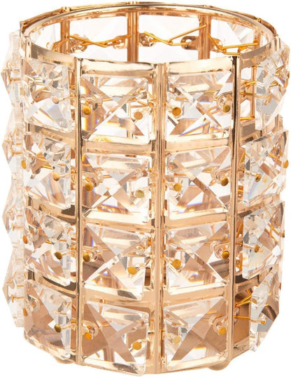 Feyarl Crystal Beads Makeup Brush Holder Pen Pencil Holder Storage Organizer Container (Gold)