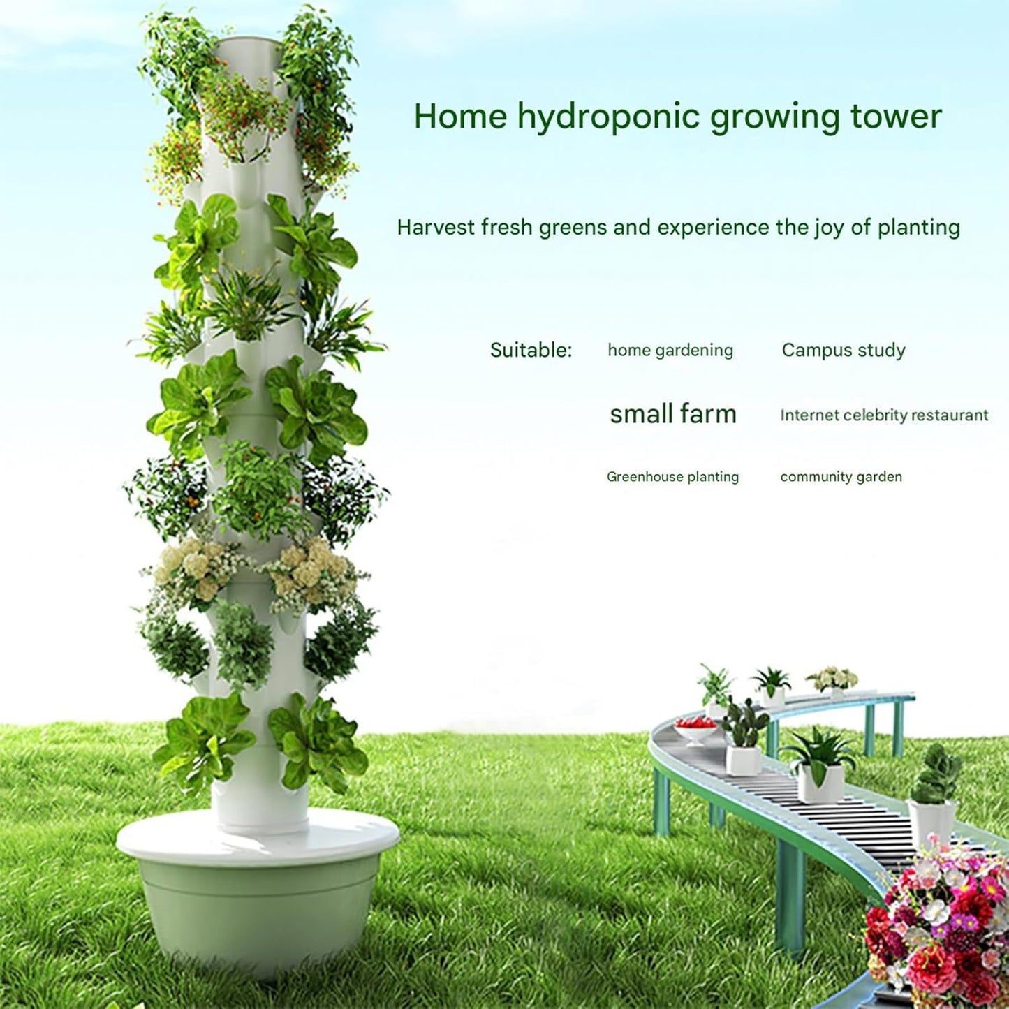 FXNFXLA Sistema di Coltivazione idroponica a Torre, 5/7/9 Strati, Giardino Verticale Intelligente, Torre aeroponica per Frutta e Verdura, con Serbatoio d'Acqua da 30 Litri