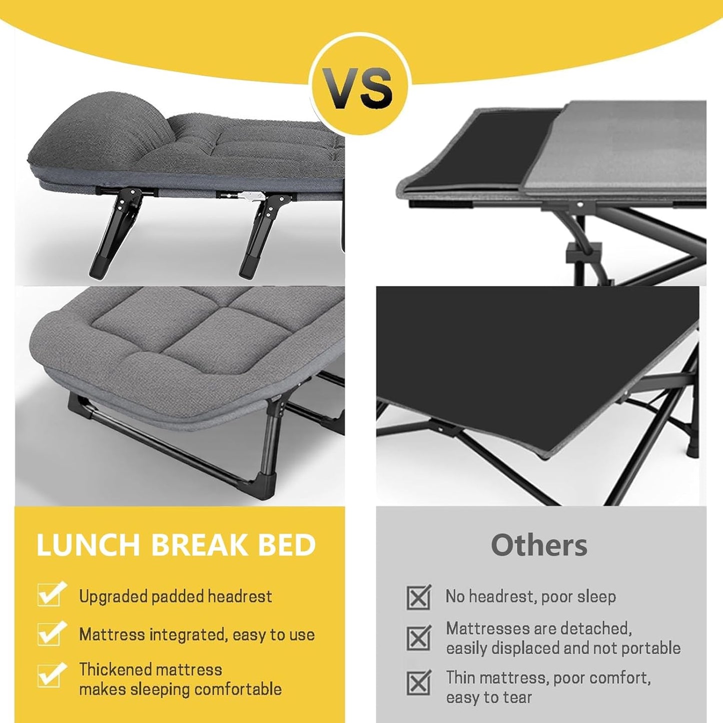 kapebow Adult Camping Cot with Mattress & Pillow - Lightweight Portable Folding Bed for Outdoor, Travel & Guest Use - Compact Foldable Design/Carry Bag (AU Camp Gear)