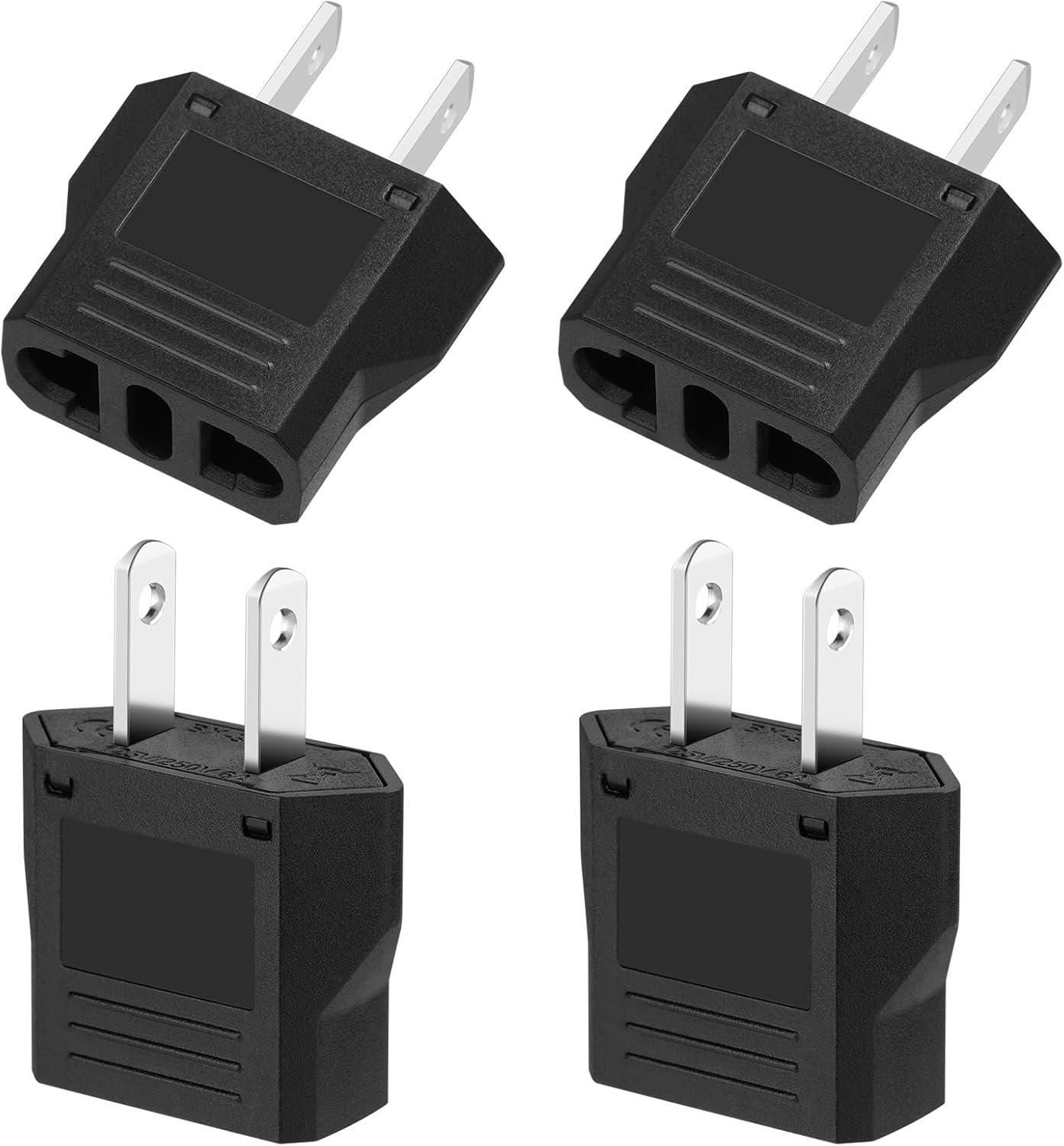 AXFEE 4 Pieces Travel Adapter, Universal European to American Pina Adapter, Italy to US Adapter, American Plug Adapter, for Europe/USA/US/China/Japan/Canada/Mexico
