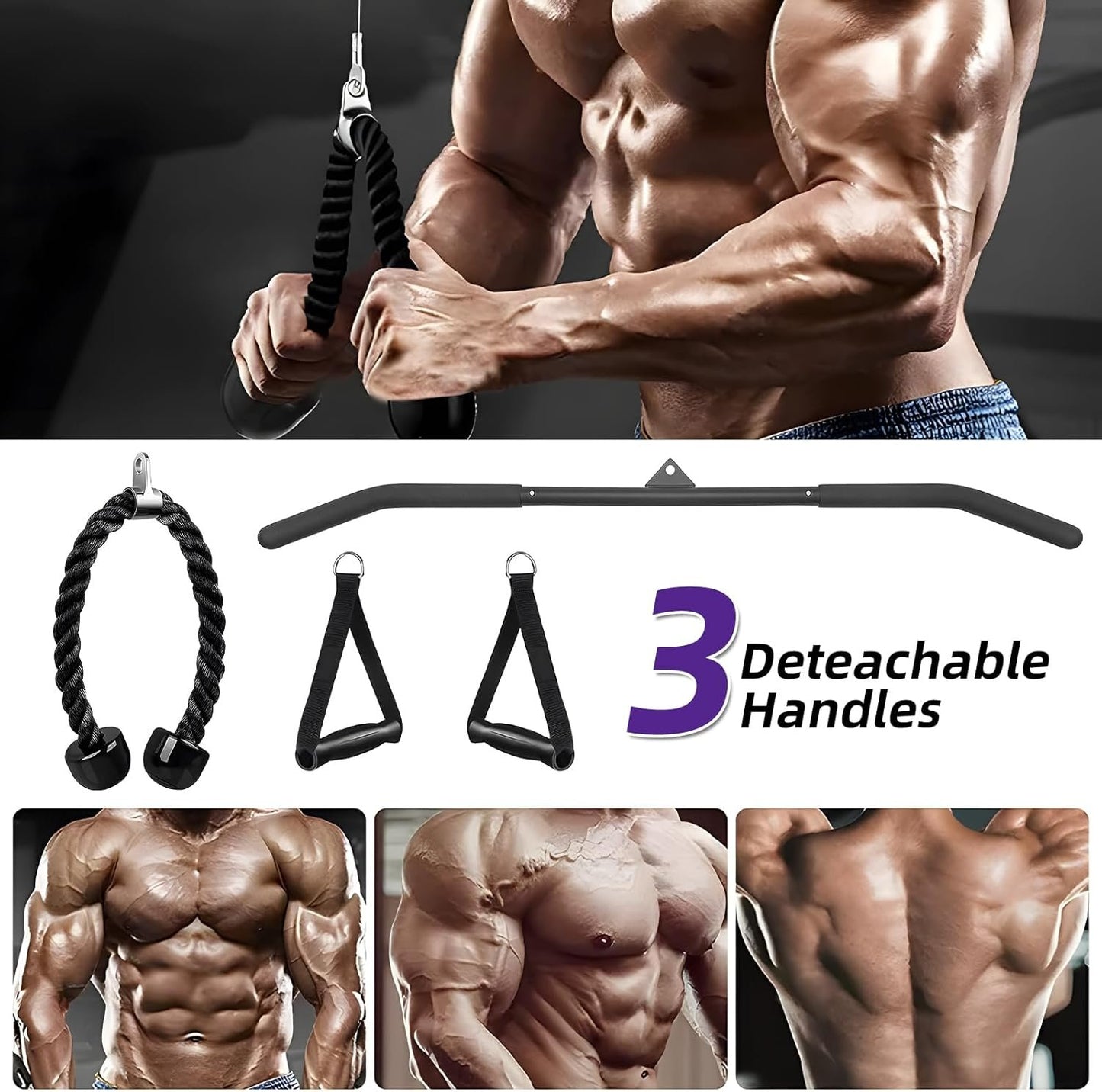 OKSTENCK Home Gym Pulley System,Suitable for Broad Muscle Pull Downs, Bicep Curls, tricep Workout Pulley kit, Shoulder, Back, Forearm Workout Too. High Pull Down Professional Home Pulley Gym kit.
