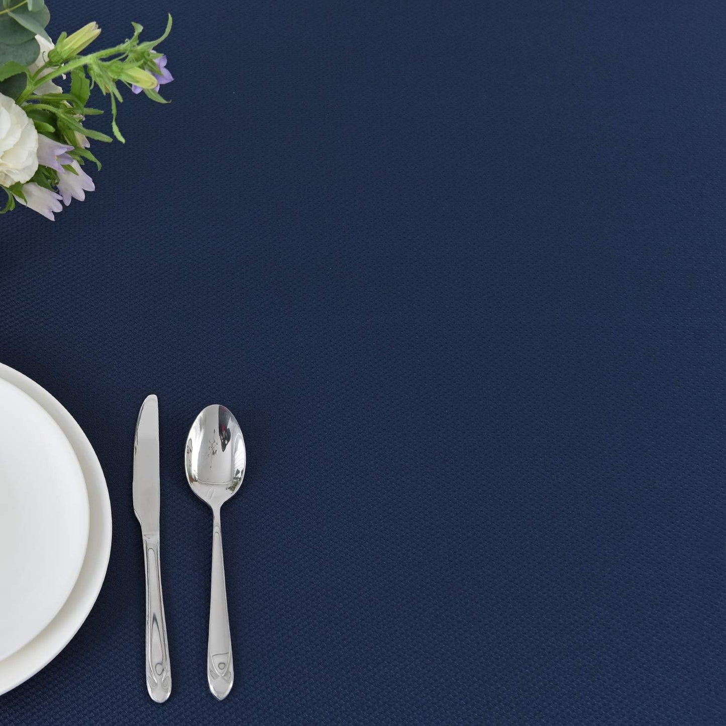 maxmill Rectangle Textured Tablecloth Waterproof Spillproof Wrinkle Free Table Cloth, Kitchen Dining Tabletop Decoration, Fabric Table Cover for Outdoor and Indoor Use, 52 x 70 Inch, Navy Blue