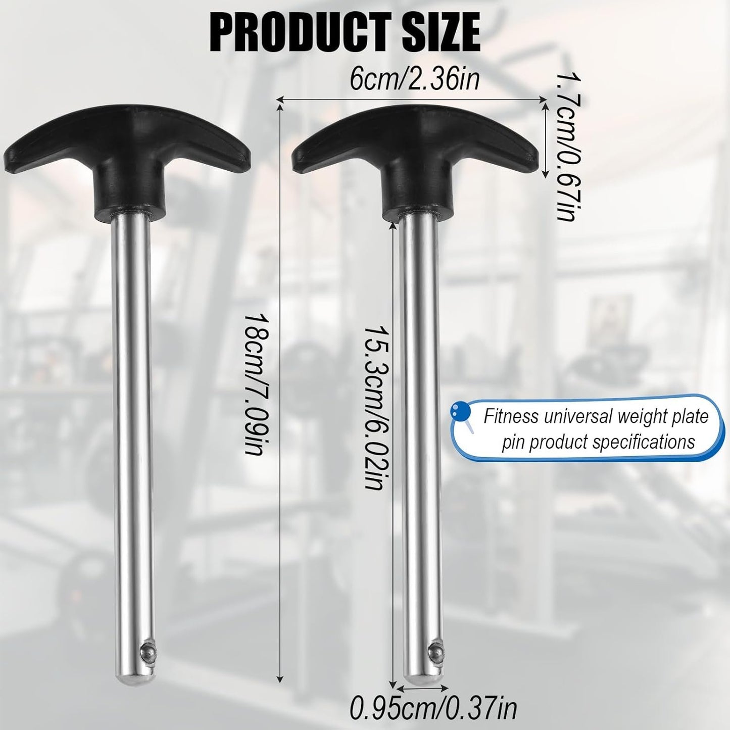 NQEUEPN 2pcs Weight Stack Pin, Pin Tensile 3/8 Inch Diameter 6 Inch Locking Space Weight Lifting Machine Pins Replacement Universal Selector Loading Pin for Home Gym Exercise Machine Accessories