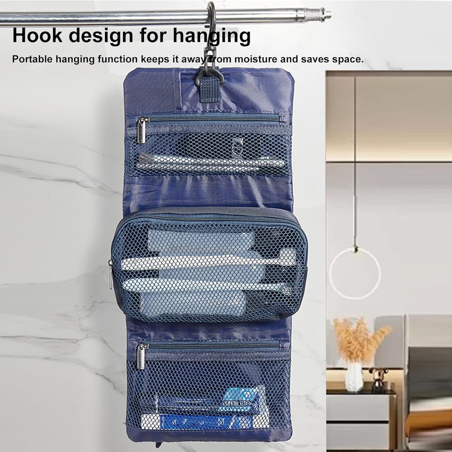 Hygiene Bag for Men - Toiletries Organizer Case,Portable Toiletries Organizer Case, Waterproof Toilet Travel Bag with Hook for Men Women