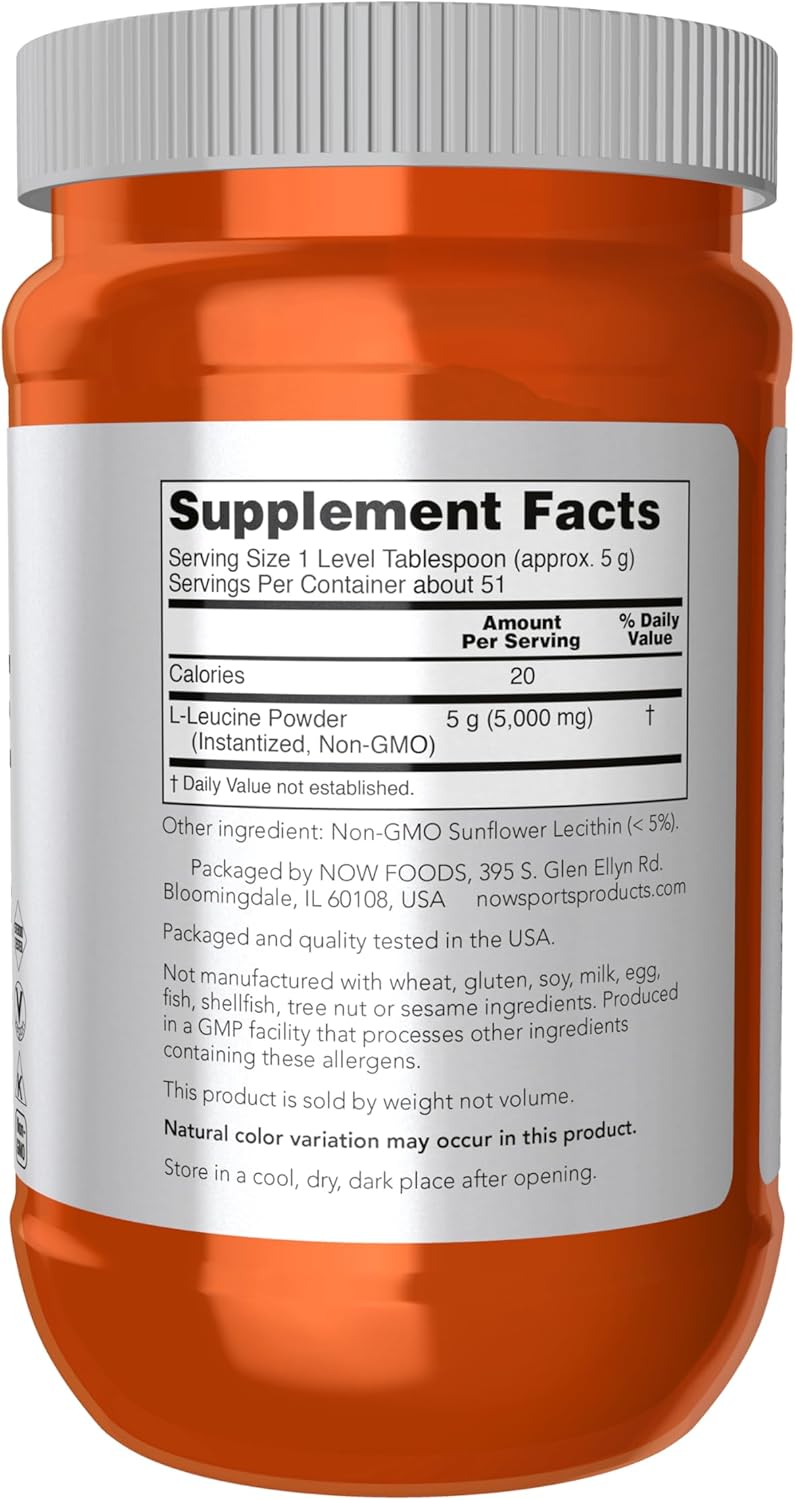 NOW Sports Nutrition, L-Leucine Powder, Amino Acids, 9-Ounce