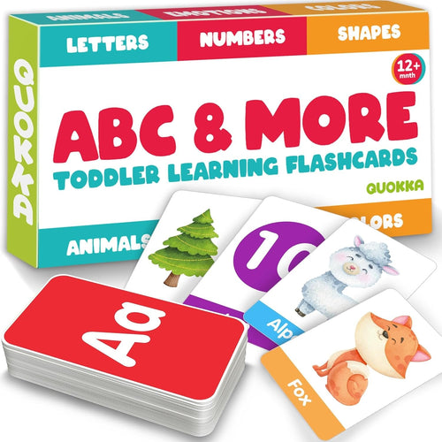 QUOKKA ABC Learning Flash Cards for Toddlers 2-4 Years Old - 60 Flashcards Toy for Kids Ages 1-3-5 by Quokka - Alphabet Numbers Colors Letters Animals Learn Activities - First Words Educational Game