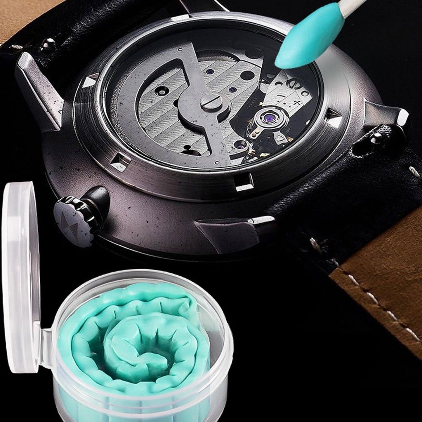 Watch Cleaning Clay, Rubber Cleaning Putty, Efficient Grease and Dirt Remover, Includes 3 Precision Willow Sticks, Perfect for Professional Watch Maintenance, Detailing, and Repair