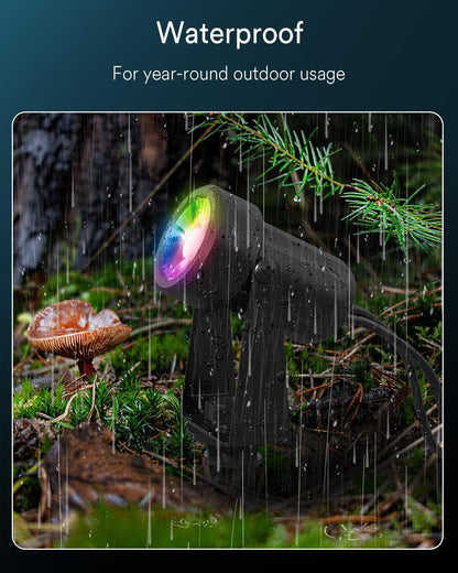 6-Pack Smart RGBW Outdoor Landscape Spotlights – 12V Low Voltage IP65 Weatherproof LED Uplights, App/Voice (Alexa/Google) & Remote Control, Auto Timer, Music Sync for Garden Yard Patio