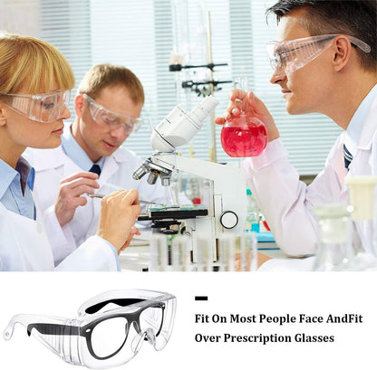 6 Pairs Clear Safety Glasses Over Eyeglasses Goggles Clear Glasses Anti- Fog/ Scratch Eye Protection Polycarbonate Protective Eyewear Safety Goggles For Shooting, Lab, Outdoor, Workplaces
