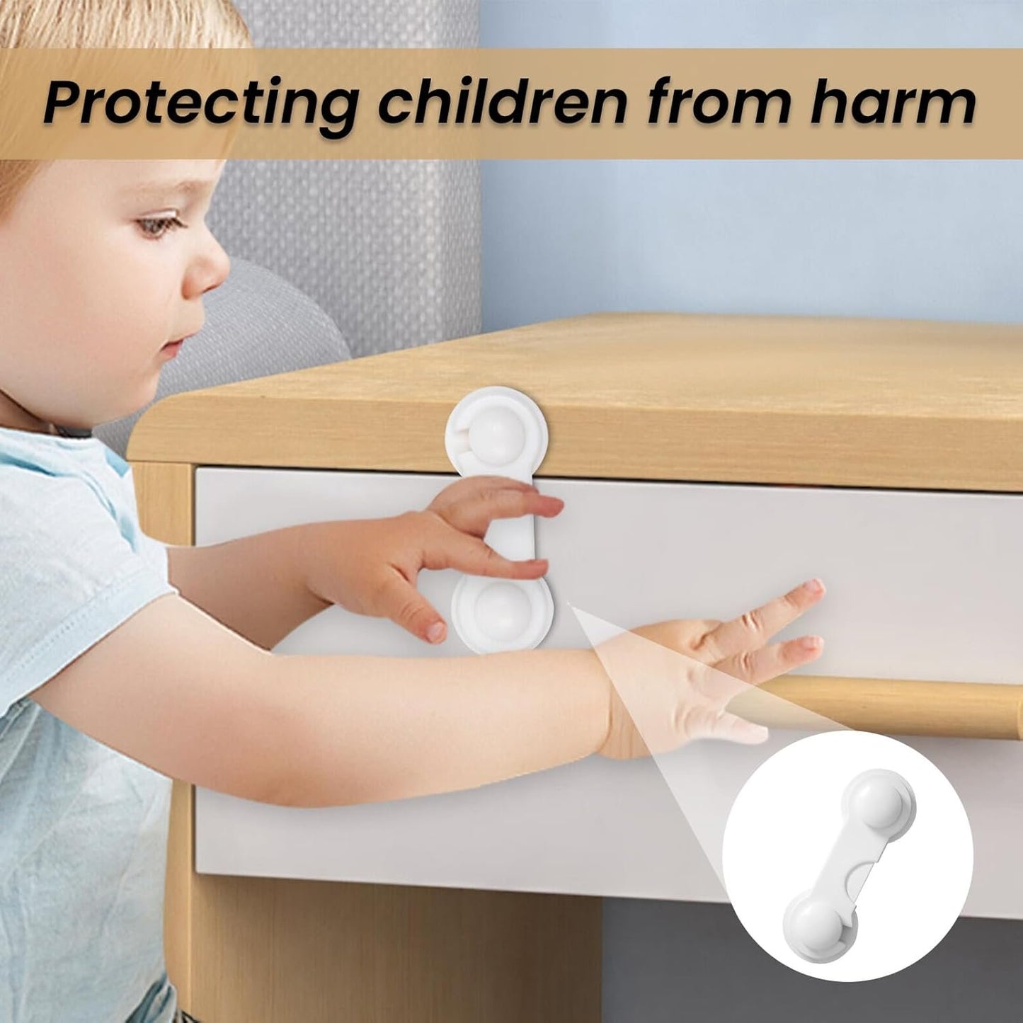 10Pcs Child Safety Locks for Kitchen Cupboards,Baby Proof Cupboard Cabinet Lock with Strong Removable Adhesive No Tools and Drilling Required,Baby Proofing Cabinet And Drawer Locks For Cabinets Doors,Pantry,Wardrobe