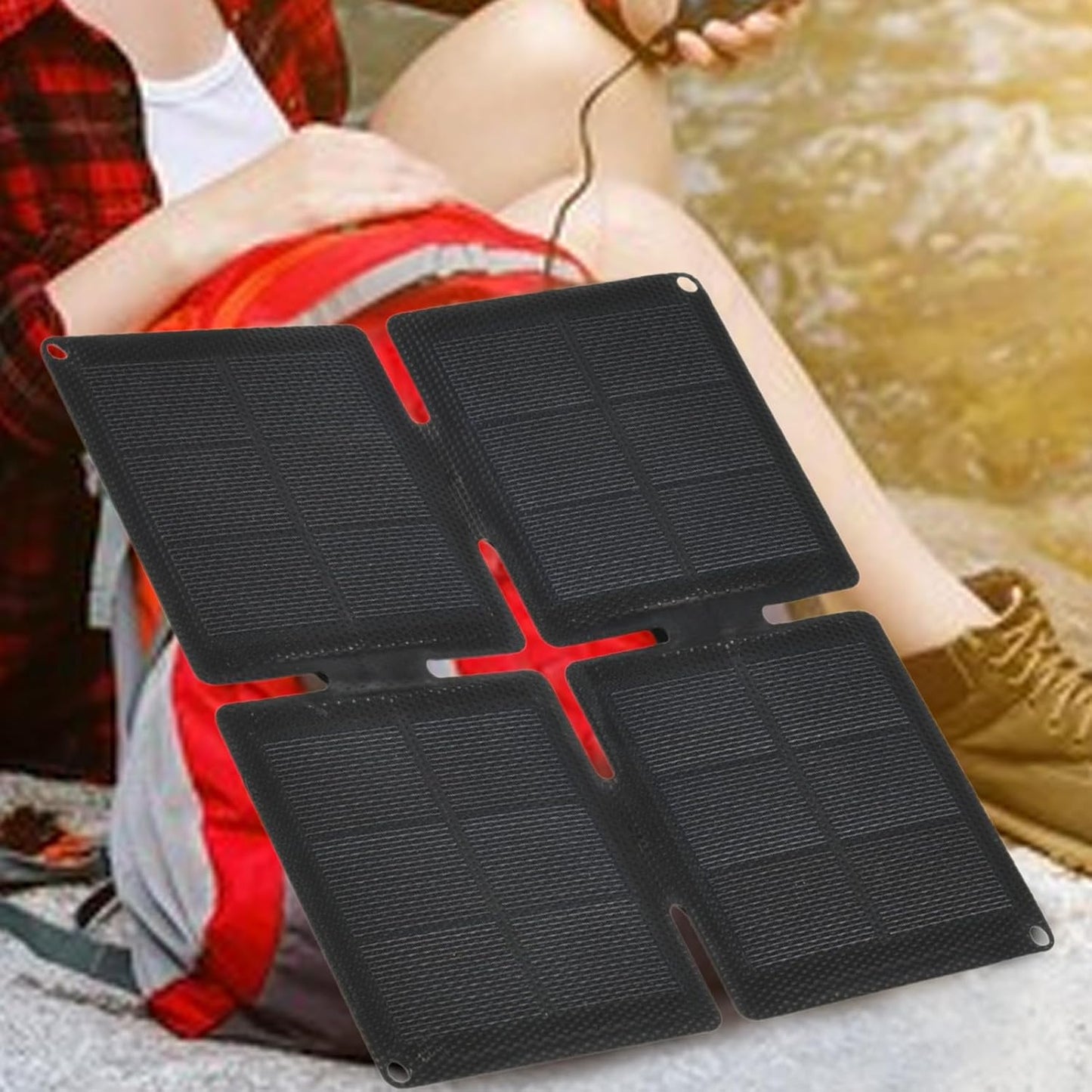 Portable Solar Charger, Foldable Panel Charger, Outdoor Power Source, High-Efficiency Energy Output, Lightweight 200g Design, 7.87x7.87x0.39 inches, Use for Cameras, Phones