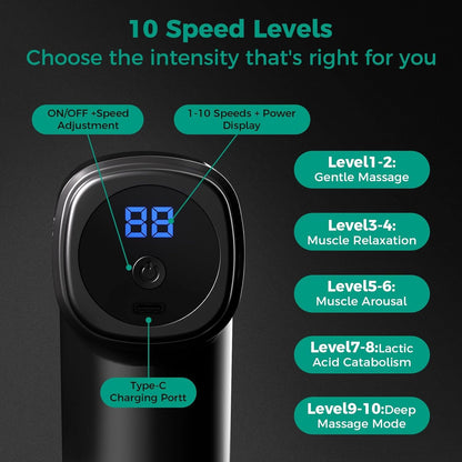 LINGTENG Portable Massage Gun With Carry Case, Deep Tissue Type-C Charging, Gifts