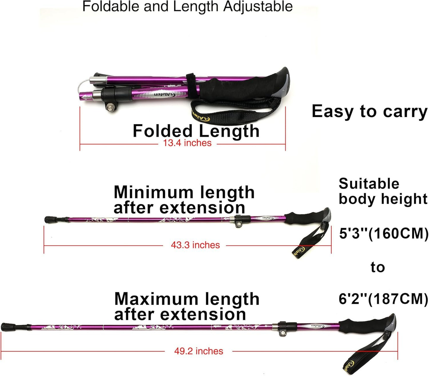 A ALAFEN Aluminum Collapsible Ultralight Travel Trekking Hiking Pole for Men and Women