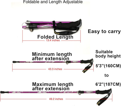 A ALAFEN Aluminum Collapsible Ultralight Travel Trekking Hiking Pole for Men and Women