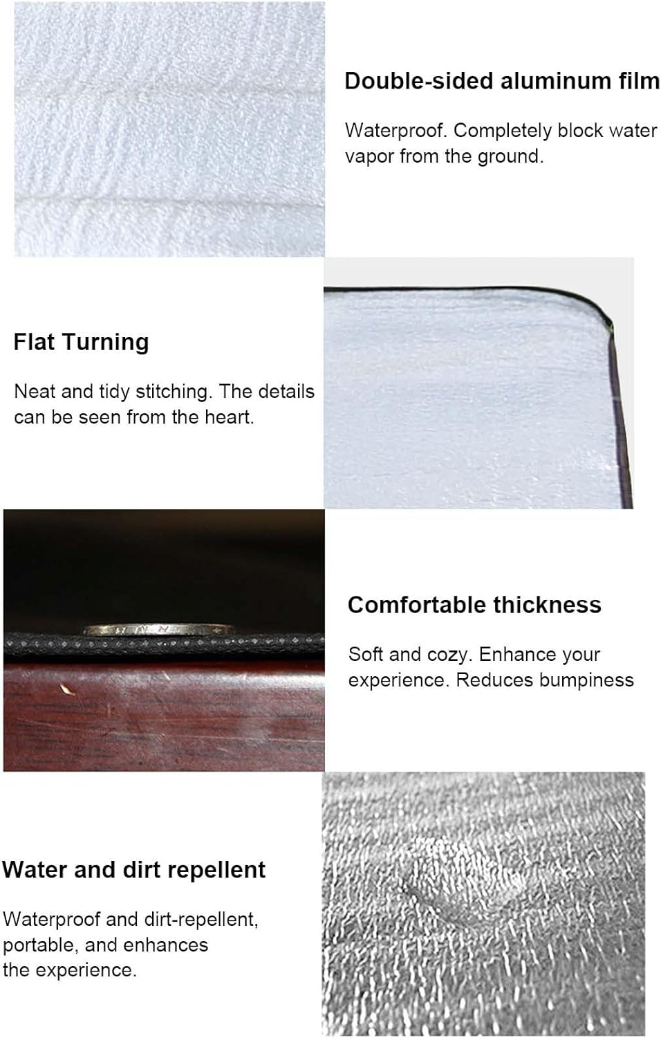 Foil Tent Mat, Portable Floor Mat, Waterproof Picnic Blanket, Aluminum Camping, Outdoor Hiking Gear, Climbing Carpet, Insulated Ground Sheet for Travel 78.74x78.74 inches