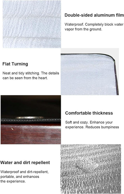 Foil Tent Mat, Portable Floor Mat, Waterproof Picnic Blanket, Aluminum Camping, Outdoor Hiking Gear, Climbing Carpet, Insulated Ground Sheet for Travel 78.74x78.74 inches