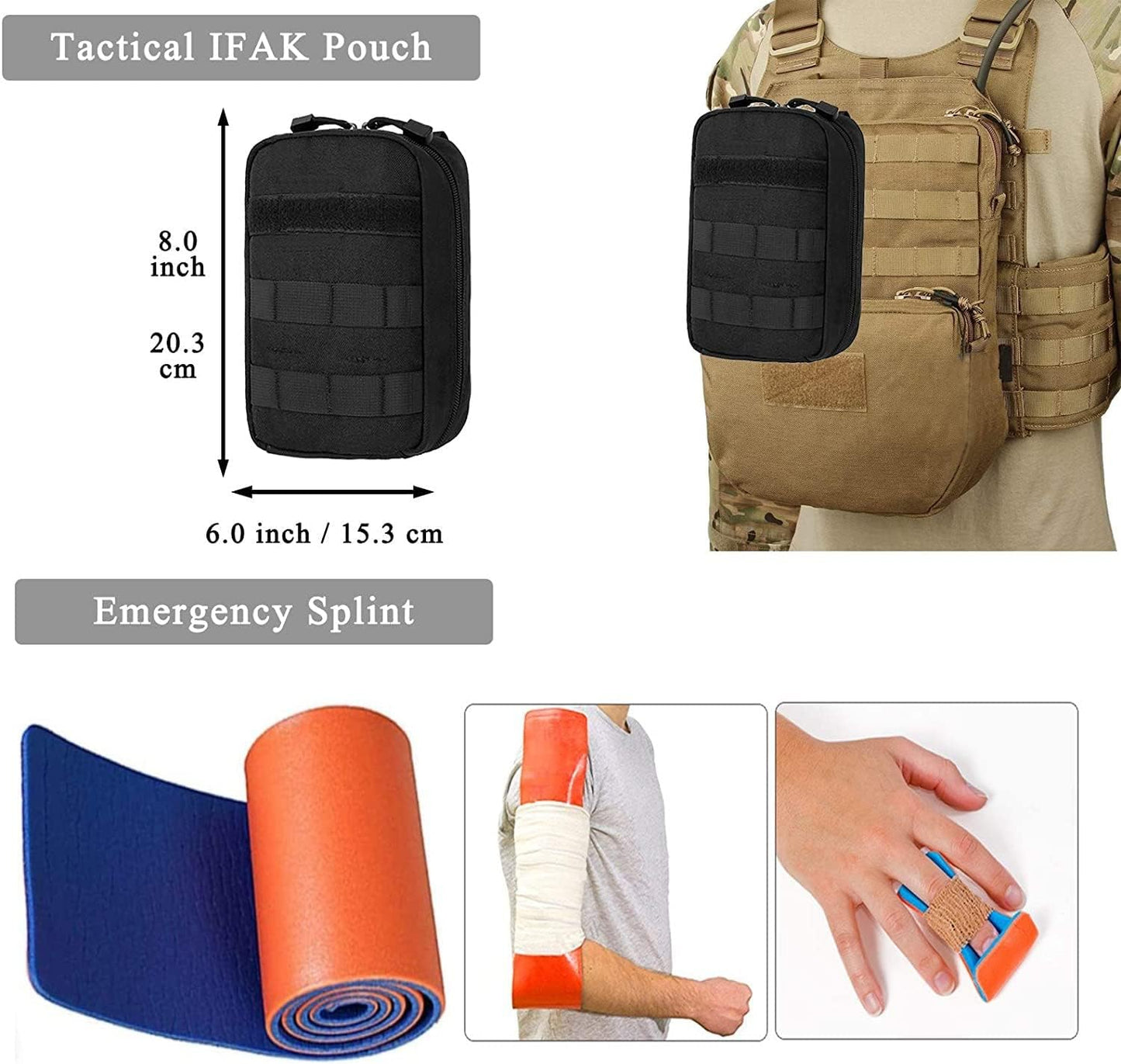 Emergency Survival Kits, Tactical Military Trauma First Aid Kit, Molle EMT IFAK Pouch Outdoor Gear Tourniquet Bandage Bleeding Control Kit for Camping Hiking Hunting Travel Car Adventures