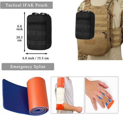 Emergency Survival Kits, Tactical Military Trauma First Aid Kit, Molle EMT IFAK Pouch Outdoor Gear Tourniquet Bandage Bleeding Control Kit for Camping Hiking Hunting Travel Car Adventures