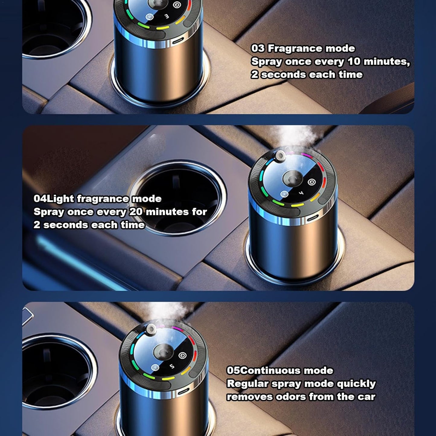 Car Humidifiers, Car and Home Air Umidificatore, Portable Scent Diffuser, Multi Mode Car Humidifier, Car Air Purifier and Humidifier, Car Diffuser with Multiple Settings for Car, Home, Small Room