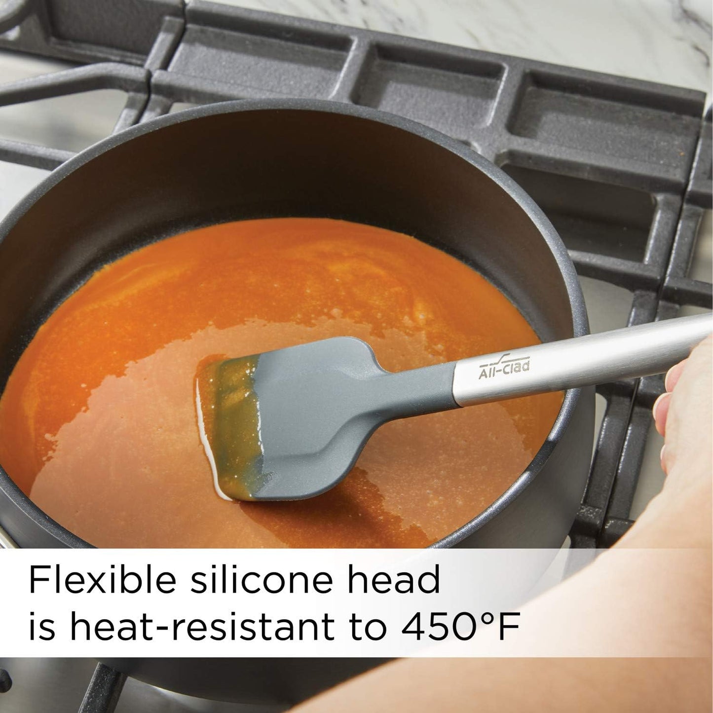 All-Clad Specialty Silicone Kitchen Gadgets Spatula Kitchen Tools, Kitchen Hacks Silver, Stainless Steel and Black