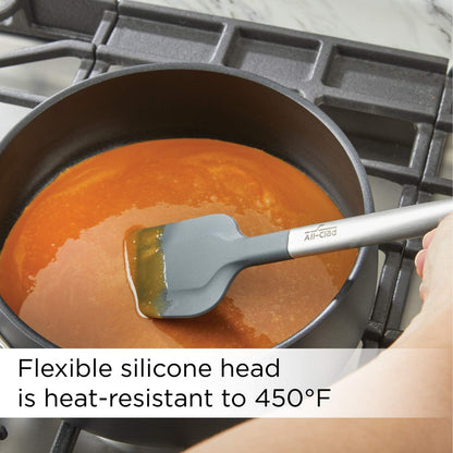 All-Clad Specialty Silicone Kitchen Gadgets Spatula Kitchen Tools, Kitchen Hacks Silver, Stainless Steel and Black
