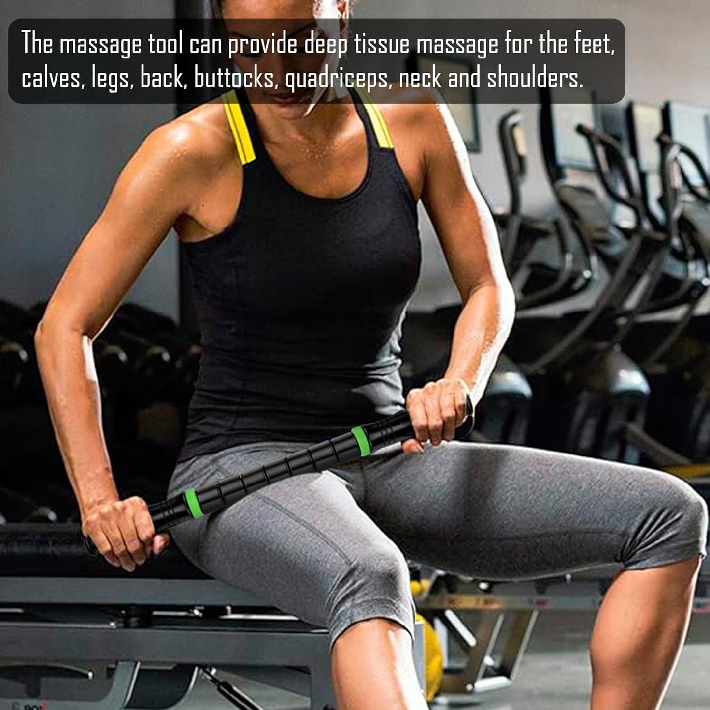 Premium Muscle Roller The Ultimate Massage Roller Stick 17 Inches Recommended by Physical Therapists Promotes Recovery Fast Relief for Cramps Soreness Tight Muscles-Black
