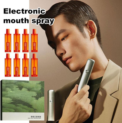 1 Set Smart Electric Oral Spray, Different Flavours Fresh Breath Mouth Spray, Deodorant Spray, Refillable Oral Care Mist (Classic+8 Bombs)