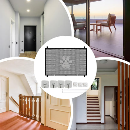 Mesh Pet Gate, Retractable Stair Barrier, Breathable Safety Fence, Detachable Lightweight Frame, Home Divider Tool, Ideal for Indoor, Outdoor, Patio, Porch, Stairway Use