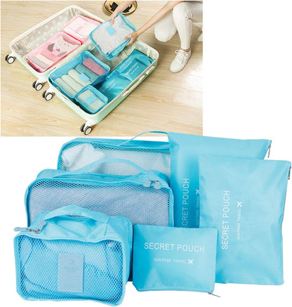 Tomotato 6 Pieces Travel Bag, Multifunctional Travel Luggage Organizer, Lightweight Packaging Bags for Travel Accessories(Blue)