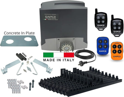 APC Sliding Gate Opener P500 Feature Rich AC to 24V DC Extra Heavy Duty Italian Made Sliding Gate Automation Kit with Encoder System