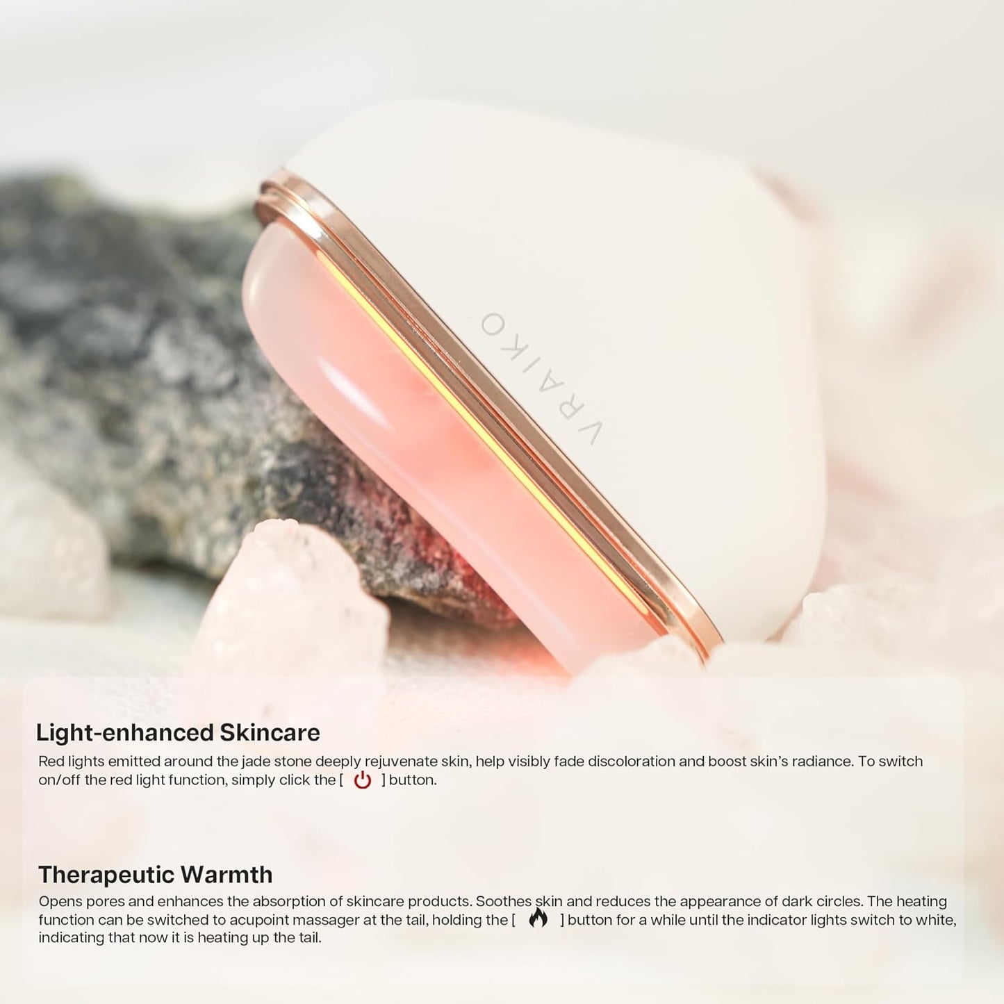 VRAIKO Aurora-X Handheld Gua Sha Device, White Jade Neck Face Massager with Thermal, Vibration and Massage Tail, for Face Sculpting Anti-Aging and Relaxation at Home