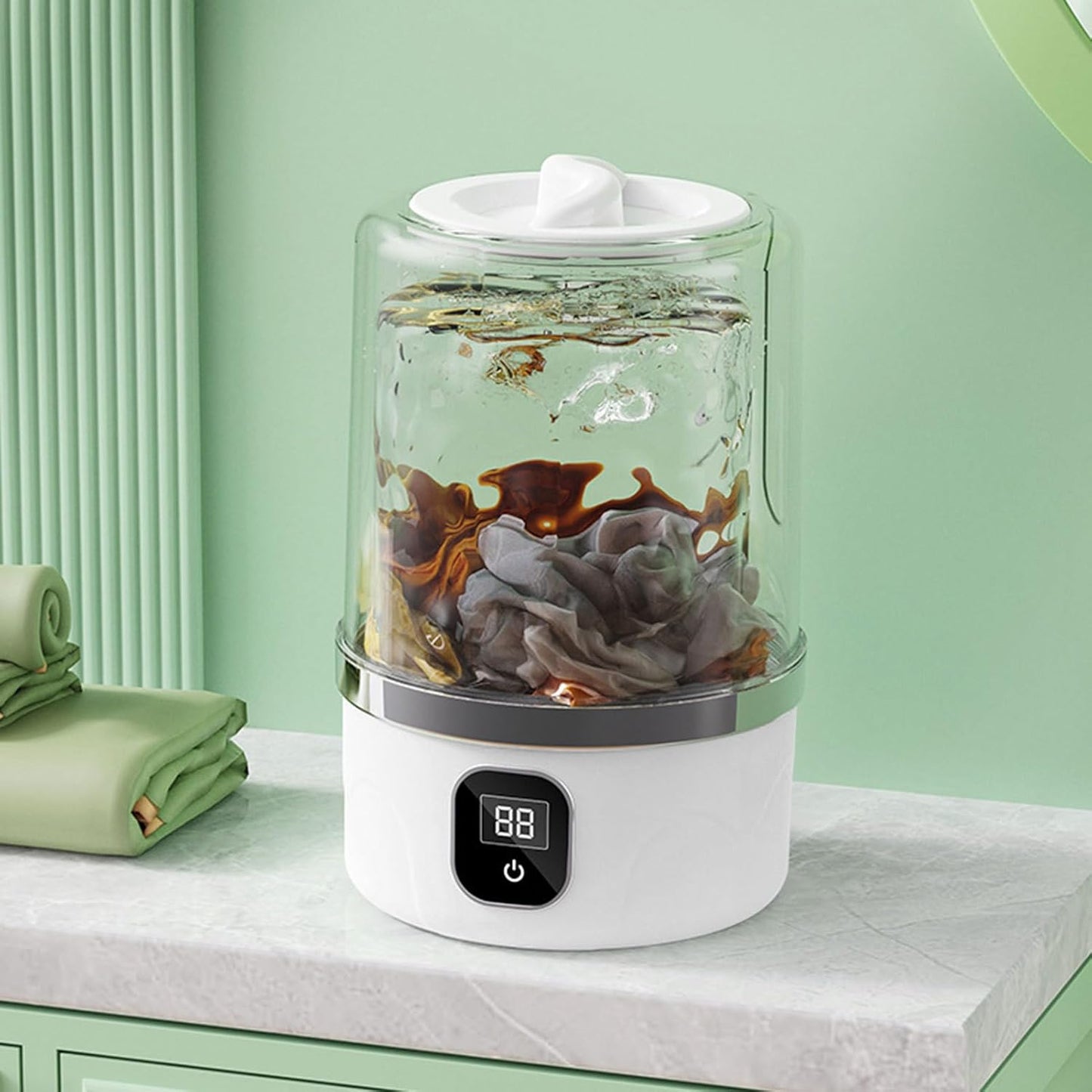 Mini Washing Machine, Rechargeable Washer, Baby Clothing, Towels Delicates Socks, Clothes Cleaning Appliance for Travel Home Items, Small Size, Convenient Use 4.92x4.92x7.87 inches