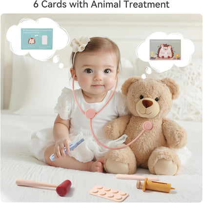 Kids Doctor Set, Pretend Doctor Kit , 36-Piece Role Play Equipment, 18.7x24.8cm, Simulation Stethoscope Toy, for Classroom, Interactive Learning, and Imaginative