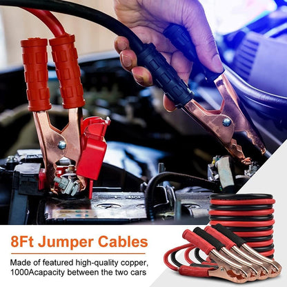 PACETAP Car Roadside Emergency Kit, Essential Auto Safety Road Side Assistance Tool Kit with LED Road Flare, Jumper Cables, Towing Rope, Triangle and More Winter Vehicle Accessories