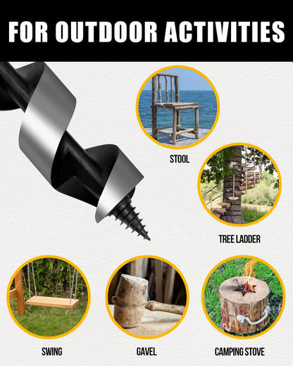 Upgrade Bushcraft Tools, 1 X 10'' Hand Auger Wood Drill, Sharper Settlers Wrench for Easy Wood Drilling, Protable Scotch Eye Auger, Outdoor Survival Gear for Camping Backpacking Hiking