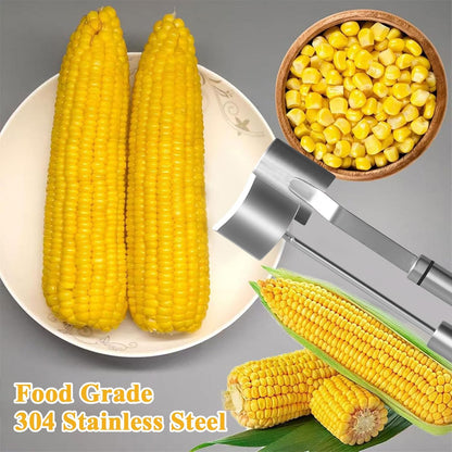 New Long Handle Stainless SteelCorn Cob Stripper Tool,Corn Cob Peeler Tool with Ergonomic Handle, Kitchen Gadget (A)