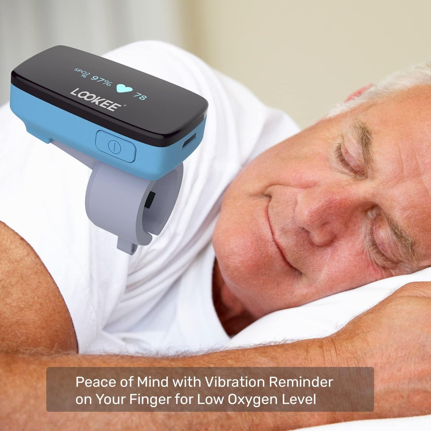 LOOKEE O2-Ring Sleep Oxygen Monitor Tracker | Vibrating Indicator for Low O2 | Tracks Oxygen Level and Heart Rate | Free APP for Sleep Insights | Sports or Aviation Use Only
