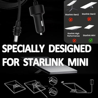 MAEZOE Starlink Mini 12V Adapter Car Charger, 3M/10FT Power Cable for Mini Starlink with Cigarette Lighter Plug Adapter, Heavy Duty 16AWG Waterproof DC Power Cord for Trucks and Cars
