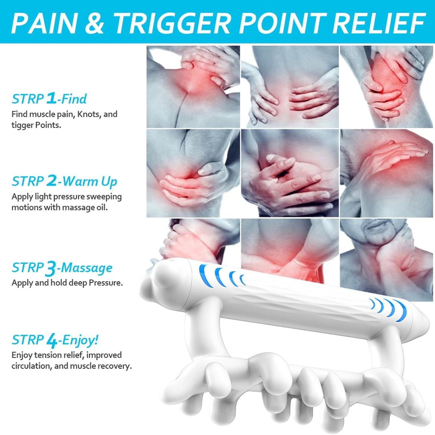 Ungtyb Fascia Massage Tool, Anti-Cellulite Stick, Myofascial Release Roller, Deep Tissue Relief, Trigger Point Massager, Ideal for Neck, Back, Muscle Recovery, 7.87x3.35x3.35in
