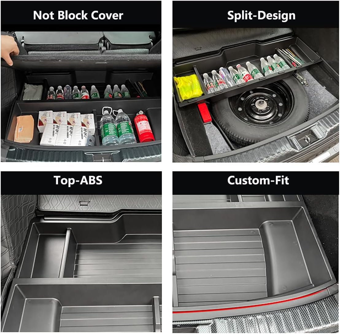 QXZcar Trunk Organizer Tray for 2023-2026 Honda CR-V, Waterproof Insert Cargo Rear Hatch Hidden Storage Box fits Honda CRV EX EX-L LX Accessories 2023 2024 2025