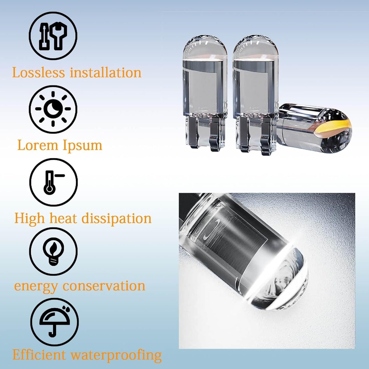 20PCS 194 T10 COB LED Light Bulb for Car, 12V 168 2825 W5W Super Bright Wedge Replacement Lights, Auto Interior Accessories Universal for Car Dome Map Door Courtesy License Plate Trunk Lights (White)