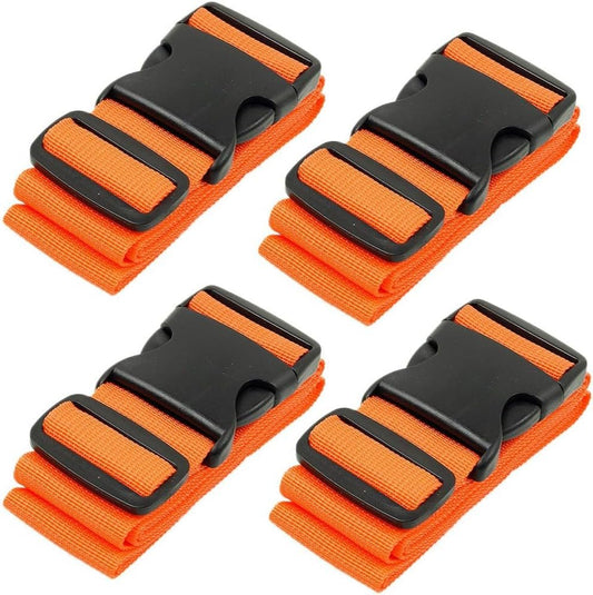 Luggage Straps for Suitcases - Orange, 4 PK - Premium Nylon Belts for Luggage Security - Heavy-Duty w/Adjustable Length (46â€-78â€) for Suitcase, Briefcase, Backpack & Travel Bag - by BlueCosto
