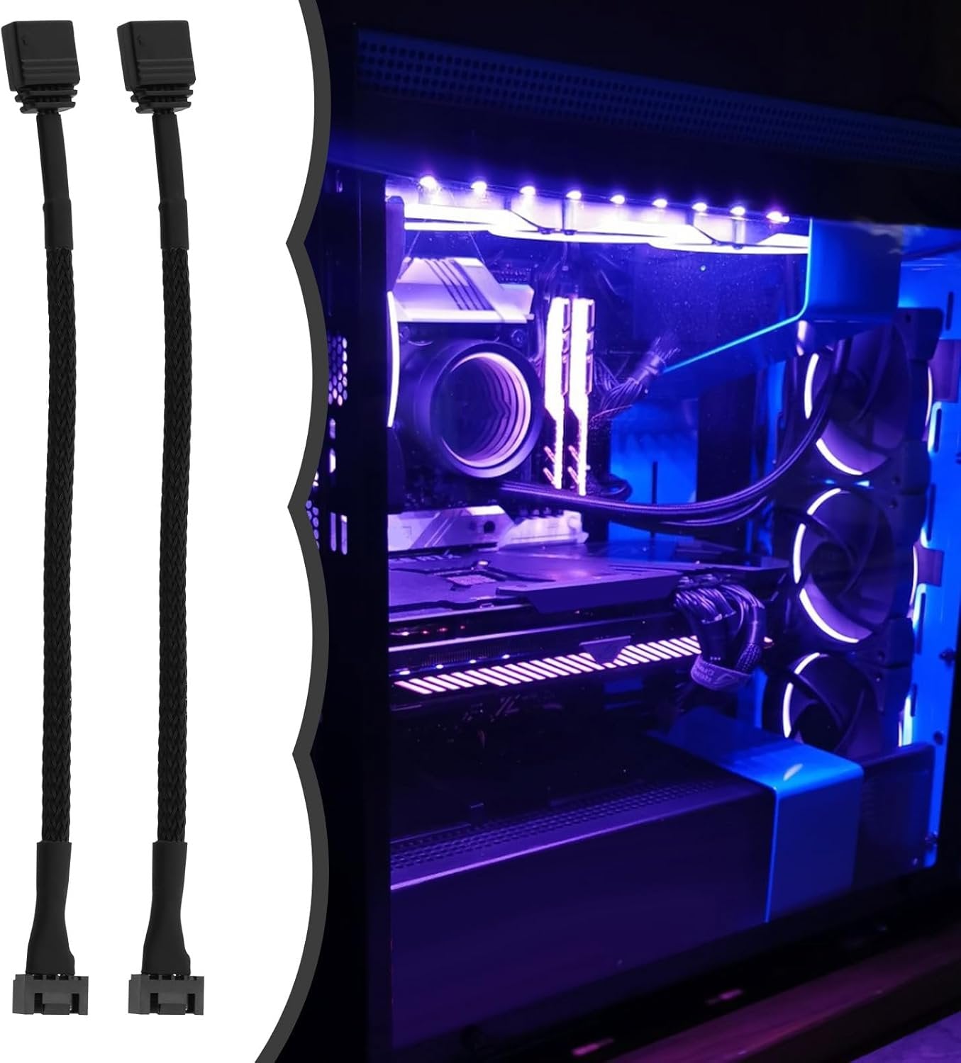 ECSiNG 2Pcs Motherboard Standard ARGB 3-Pin 5V to RGB 4-Pin Fan Adapter 16.5cm Cable Compatible with NZXT AER RGB & 2 RGB Fan Compatible with NZXT F120 RGB CORE Fan