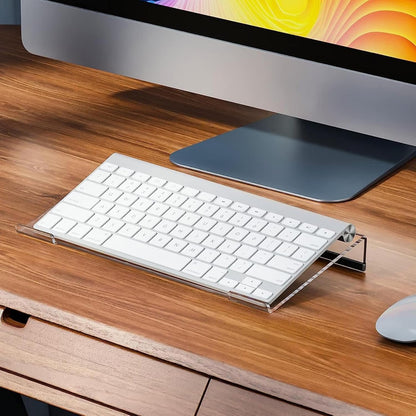 Tilted Keyboard Holder Clear Acrylic PC Keyboard Display Tray Tilted Keyboard Stand Game Esse-ntials Computer Accessories for Ergonomic Typing at PC Rooms Schools Office Desks and Homes