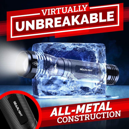 GearLight High Lumens LED Flashlight S2500 - Powerful Patented 1500 Lumen Flashlights, Brightest Tactical Flash Light, Super Bright Camping Accessories and Gear
