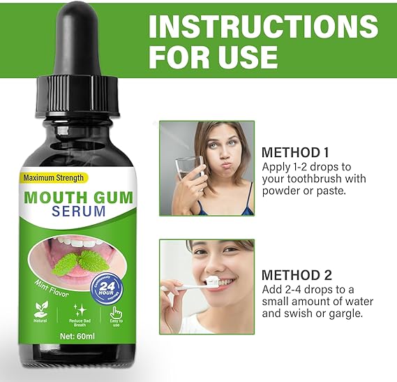 Gum Restore Drops, Gum Repair for Receding Gums & Stain Removal, Bad Breath Treatment for Adults, Oral Regrowth Treatment, 60ml