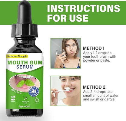 Gum Restore Drops, Gum Repair for Receding Gums & Stain Removal, Bad Breath Treatment for Adults, Oral Regrowth Treatment, 60ml