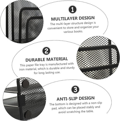 DINHEAROM 2Pcs Multi File Holders Iron Desktop File Storage Racks for Office Organization for Magazines Books and Documents Keep Your Workspace Clean and Tidy
