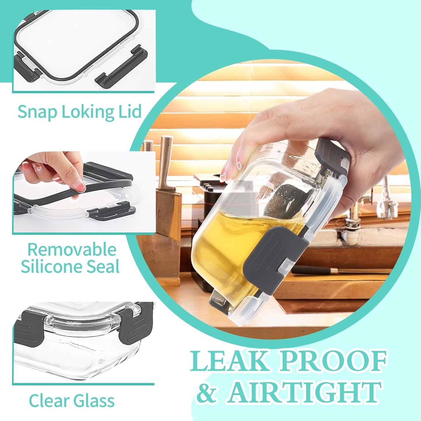 Skroam 10 Pack Glass Food Storage Containers with Lids, Glass Airtight Meal Prep Container Set for Lunch, on the Go, Leftover, Kitchen Pantry Organizers and Storage, BPA Free & Leak Proof