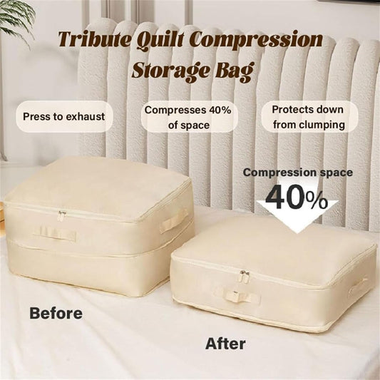 Ultra Space Saving Self Compression Organizer, Self Compression Bag, Self Compression Packing Cubes, Expandable Packing Organizers, Heavy Duty Moving Bags, Storage Tote for Space Saving (Beige, XL)